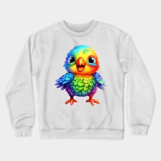 Rainbow Baby Bird Crewneck Sweatshirt by Chromatic Fusion Studio